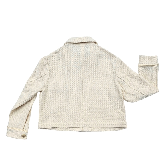 ZARA TEXTURED CROPPED JACKET WITH GOLDEN BUTTONS LAPEL COLLAR - Picture 3 of 10